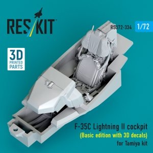 RESKIT RSU72-0334 F-35C Lightning II cockpit (Basic edition with 3D decals) for Tamiya kit (3D Printed) (1/72)