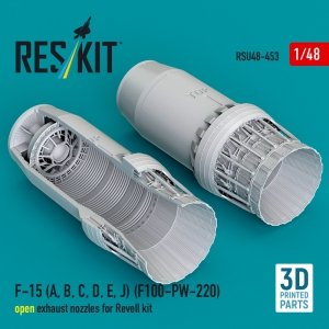 RESKIT RSU48-0453 F-15 (A, B, C, D, E, J) (F100-PW-220) open exhaust nozzles for Revell kit (3D Printed) (1/48)