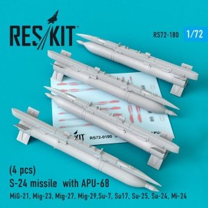 RESKIT RS72-0180 S-24 MISSILES WITH APU-68 (4 PCS) 1/72