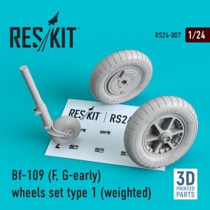 RESKIT RS24-0007 BF-109 (F, G-EARLY) WHEELS SET TYPE 1 (WEIGHTED) 1/24