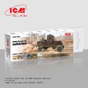 ICM 3086 Acrylic paint set for WWI Armored vehicles 12ml x6