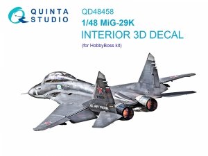 Quinta Studio QD48458 MiG-29K 3D-Printed coloured Interior on decal paper (HobbyBoss) 1/48