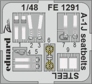Eduard FE1291 A-1J seatbelts STEEL TAMIYA 1/48