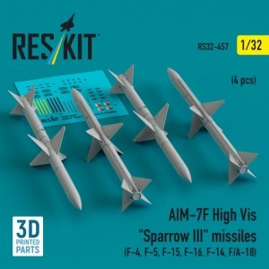 RESKIT RS32-0457 AIM-7F High Vis Sparrow III missiles (4 pcs) (3D Printed) 1/32