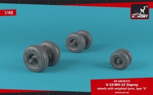 Armory Models AW48335 V-22/MV-22 Osprey wheels w/ weighted tires type “b” 1/48