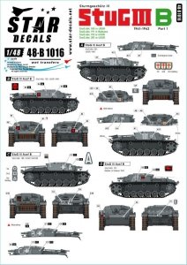 Star Decals 48-B1016 StuG III B 1941-42 # 1. Sturmgeschutz III Ausf B. Eastern front, Balkans and Greece 1/48