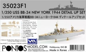 Pontos 35023FB USS BB-34 New York 1944 Detail-up set (w/Teak Blue Deck, Barrels, Resin,PE)