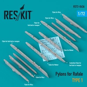 RESKIT RS72-0436 PYLONS FOR RAFALE TYPE 1 1/72