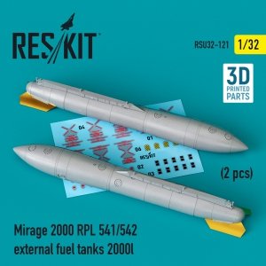 RESKIT RSU32-0121 MIRAGE 2000 RPL 541/542 EXTERNAL FUEL TANKS 2000LT (2 PCS) (3D PRINTED) 1/32
