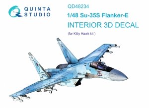 Quinta Studio QD48234 Su-35S 3D-Printed & coloured Interior on decal paper (KittyHawk) 1/48