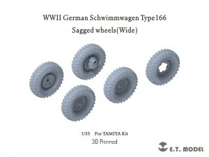 E.T. Model P35-136 WWII German Schwimmwagen Type166 Sagged wheels Wide For TAMIYA Kit 1/35