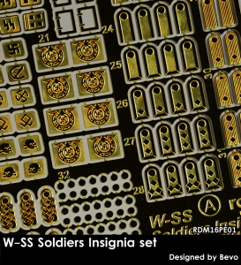 RADO Miniatures RDM16PE01 W-SS Soldiers Insignia Set - Zestaw Fototrawiony 1/16