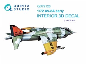 Quinta Studio QD72126 AV-8A early 3D-Printed coloured Interior on decal paper (Airfix) 1/72