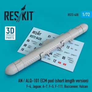 RESKIT RS72-0420 AN / ALQ-101 ECM POD (SHORT LENGTH VERSION) (3D PRINTED) 1/72