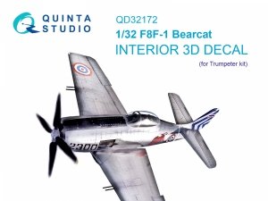 Quinta Studio QD32172 F8F-1 Bearcat 3D-Printed coloured Interior on decal paper (Trumpeter) 1/32