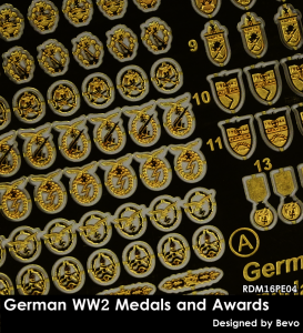 RADO Miniatures RDM16PE04 German WW2 Medals and Awards Set - Zestaw Fototrawiony 1/16