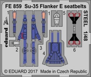 Eduard FE859 Su-35 Flanker E seatbelts STEEL KITTY HAWK 1/48