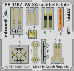 Eduard FE1167 AV-8A seatbelts late STEEL KINETIC 1/48