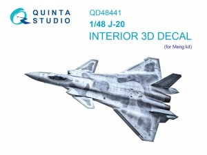 Quinta Studio QD48441 J-20 3D-Printed coloured Interior on decal paper (Meng) 1/48