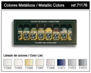 Vallejo 8 Model Color Set-Mettalic Basic Set (71176)
