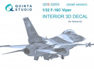 Quinta Studio QDS-32003 F-16C 3D-Printed & coloured Interior on decal paper ( Tamiya ) (small version) 1/32
