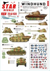 Star Decals 72-A1131 Windhund # 3. Panther Ausf G from Pz-Reg. 16 and Pz-Brigade 111, and PzKpfw IV Ausf J from 116. Pz Div. Windhund 1/72