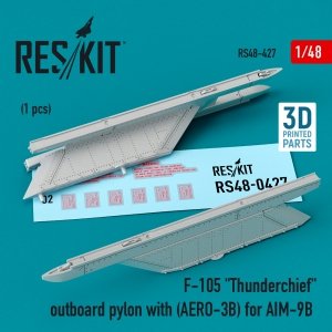 RESKIT RS48-0427 F-105 THUNDERCHIEF OUTBOARD PYLON (AERO-3B) FOR AIM-9B (3D PRINTED) 1/48