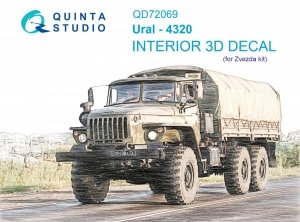 Quinta Studio QD72069 Ural-4320 3D-Printed & coloured Interior on decal paper (Zvezda) 1/72