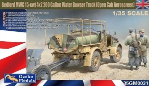 Gecko Models 35GM0031 Bedford MWC 15-cwt 4x2 200 Gallon Water Bowser Truck (Open Cab Aeroscreen) 1/35