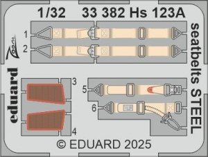 Eduard 33382 Hs 123A seatbelts STEEL ICM 1/32