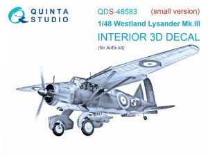 Quinta Studio QDS-48583 Westland Lysander Mk.III 3D-Printed & coloured Interior on decal paper (Airfix) (small version) 1/48