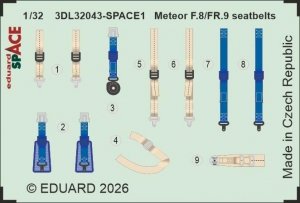 Eduard 3DL32043 Meteor F.8/FR.9 seatbelts SPACE for REVELL 1/32