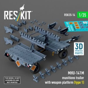 RESKIT RSK35-0014 MHU-141M munitions trailer with weapon platform (type 1) (3D Printed model kit) (1/35)