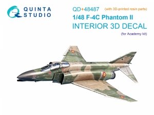 Quinta Studio QD+48487 F-4C Phantom II 3D-Printed & coloured Interior on decal paper (Academy) (with 3D-printed resin parts) 1/48