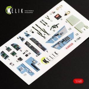 KELIK K48028 F/A-18A HORNET INTERIOR 3D DECALS FOR KINETIC KIT 1/48