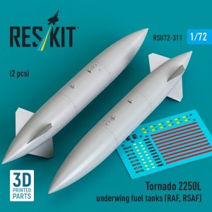 RESKIT RSU72-0311 Tornado 2250L underwing fuel tanks (RAF, RSAF) (2 pcs) (3D Printed) (1/72)