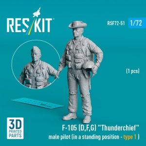 RESKIT RSF72-0051 F-105 (D,F,G) Thunderchief male pilot (in a standing position - type 1) (1 pcs) (3D Printed) (1/72)
