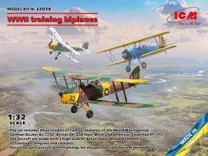 ICM 32039 WWII training biplanes Bucker Bu 131D, DH.82A Tiger Moth, Stearman PT-17 1/32