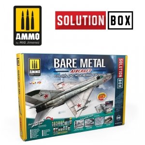 AMMO of Mig Jimenez 7721 HOW TO PAINT BARE METAL AIRCRAFT. COLORS AND WEATHERING SYSTEM SOLUTION BOX