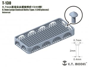 E.T. Model T-130 0.7mm Large Conical Bolts Type.1 240 pieces