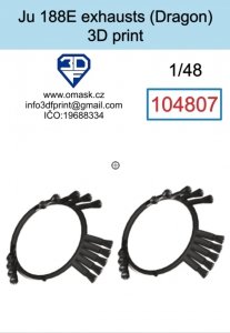 Omask 104807 Ju 188E exhaust (Dragon) 3D print 1/48