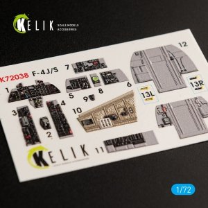 KELIK K72038 F-4J/S PHANTOM II INTERIOR 3D DECALS FOR HASEGAWA KIT 1/72