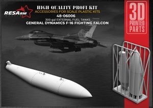 RESArm 48-06006 F-16 Fighting Falcon - 300 gal auxiliary fuel tank for General Dynamics (3D resin printing) 1/48