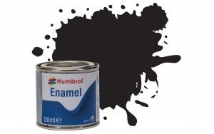Humbrol AQ0021 Enamel Paint: 21 Black Gloss (50 ml)