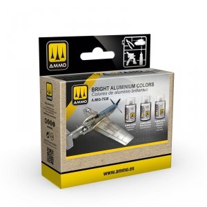 Ammo of Mig 7538 A-STAND A-STAND Bright Aluminium Colors Set 3X30ml