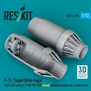RESKIT RSU72-0298 F‑15 Eagle/Strike Eagle (A, B, C, D, E early, J) F100-PW-220 closed exhaust nozzles for Academy kit (3D Printed) (1/72)
