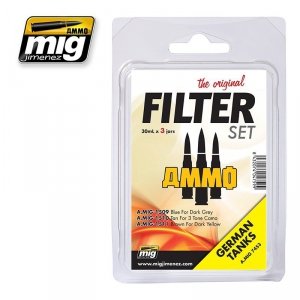 AMMO of Mig Jimenez 7453 FILTER SET FOR GERMAN TANKS 3x30ml