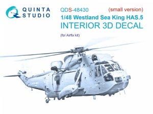 Quinta Studio QDS48430 Westland Sea King HAS.5 3D-Printed & coloured Interior on decal paper (Airfix) (Small version) 1/48