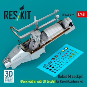 RESKIT RSU48-0479 Rafale M cockpit (Basic edition with 3D decals) for Revell/Academy kit (3D printed) (1/48) 