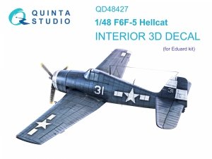 Quinta Studio QD48427 F6F-5 Hellcat 3D-Printed coloured Interior on decal paper (Eduard) 1/48